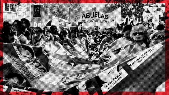 Organizações de direitos humanos marcham com bandeira de cerca de 500 metros confeccionada com fotos de desaparecidos