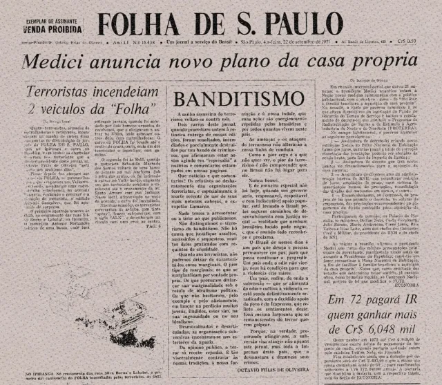 Editorial inédito assinado pelo Frias, o dono da Folha, publicado em 1971, com o título 