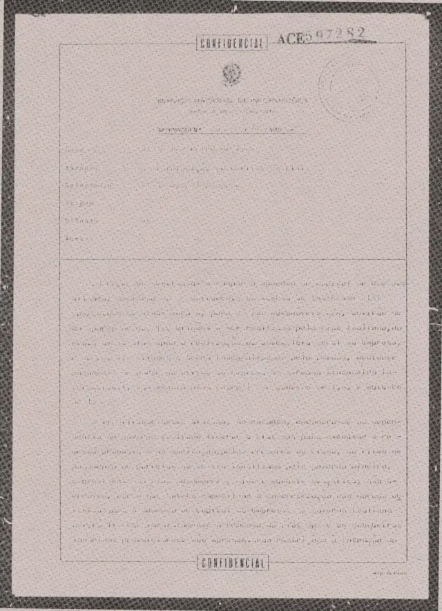 Documento do Serviço Nacional de Informações sobre investimentos da Fiat na unidade em Betim