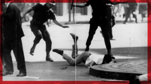 Repressão policial durante manifestação estudantil contra a Ditadura Militar
