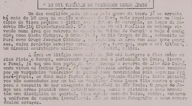 Trecho de relatório da CAAF/Unifesp com Acervo do DOPS sobre as ações da Josapar, grupo dono do Arroz Tio João, durante a ditadura militar brasileira