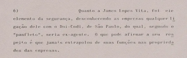Trecho de relatório da CAAF/Unifesp com Acervo do DOPS sobre as ações da Josapar, grupo dono do Arroz Tio João, durante a ditadura militar brasileira